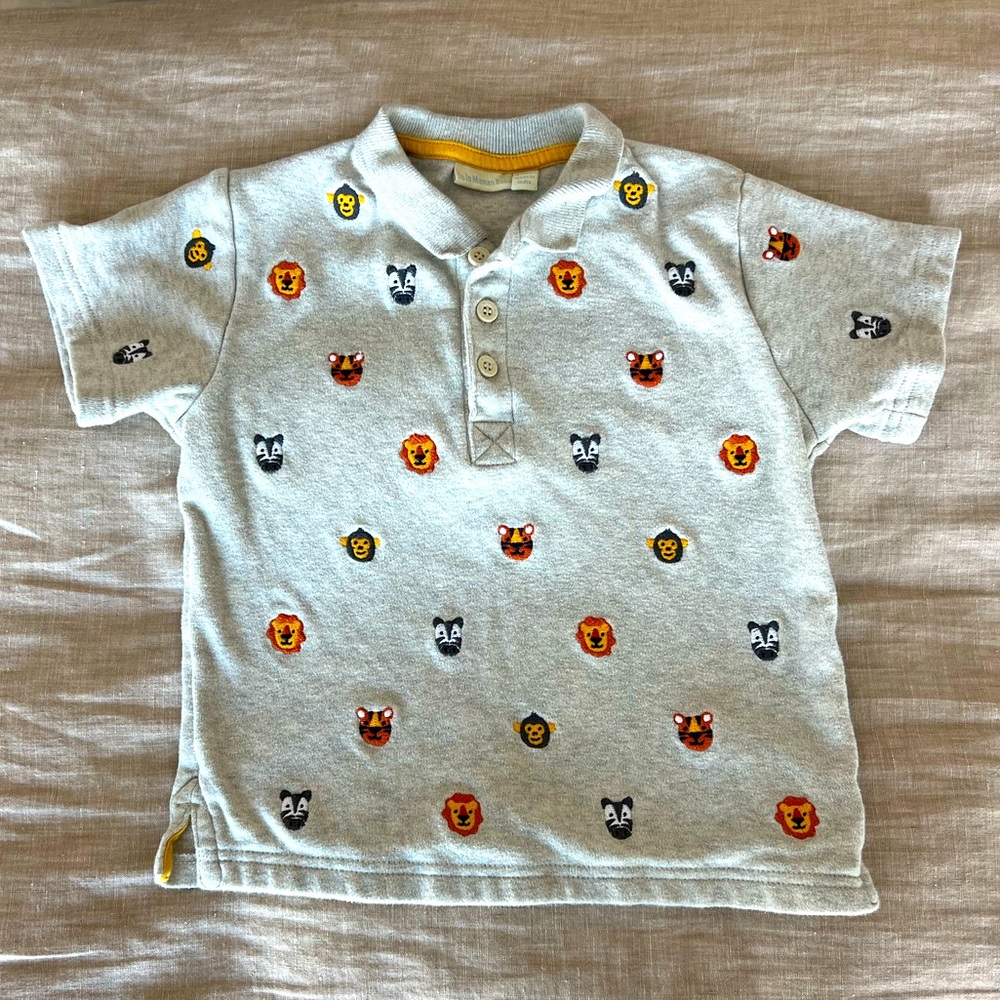 JoJo Maman Bebe Safari Embroidered Polo Shirt